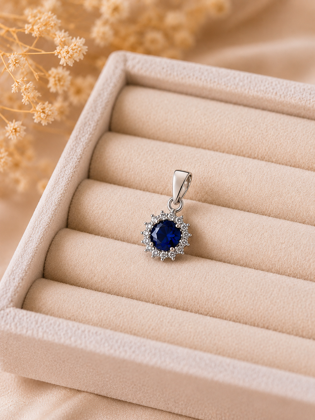 Høstkampanje Round Sapphire Pendant