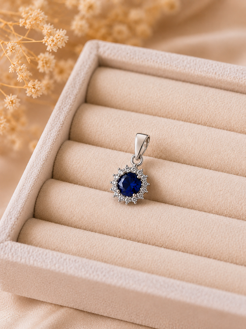 Høstkampanje Round Sapphire Pendant