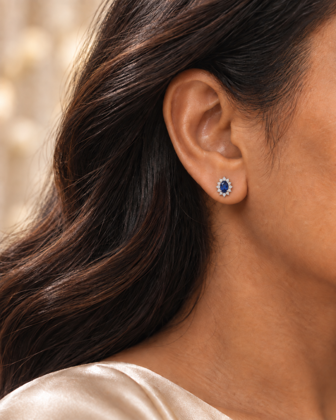 Høstkampanje Oval Sapphire Earrings